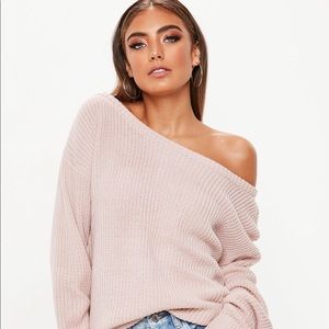Nude Off the Shoulder Sweater